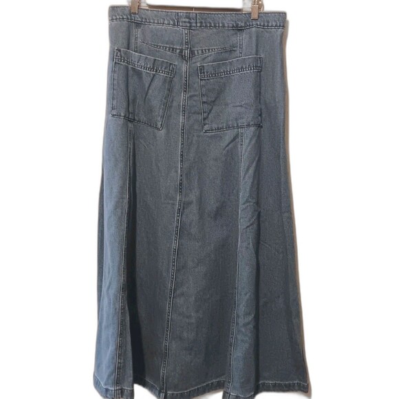 NWT Universal Thread Size 12 Denim Maxi Skirt A-line High-rise Medium Wash - Picture 7 of 14